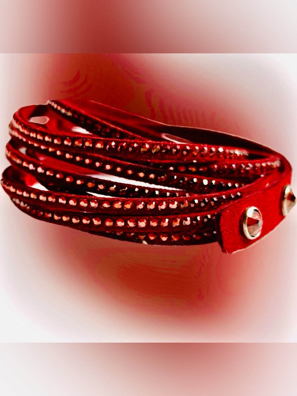 Touchstone Crystal Red Swarovski WrapStar Adjustable Multi-Wrap Bracelet, EUC